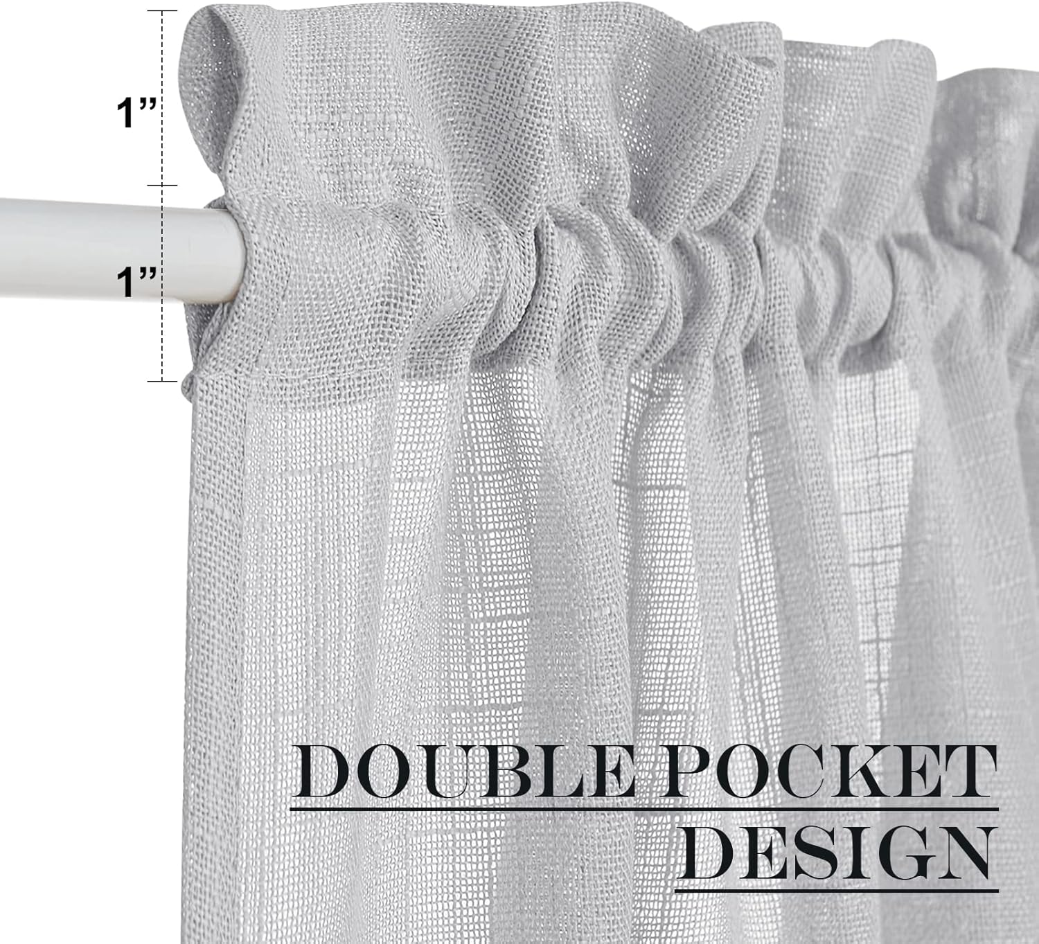 NICETOWN SidelightCurtains 72 Inches Long for Door Windows Linen Privacy Protect Light Filtering French Door Side Curtain Panels Bonus Adjustable Tie Back, 12x72 Inch Length, 1 Panel, Dark Grey