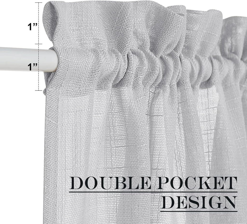 NICETOWN Side Door Window Curtains for Front French Door Curtain for Small Window Sidelight, Sheer Rod Pocket Kitchen Curtains with Tieback, 1 Panel, Light Grey, 26" W x 64" L