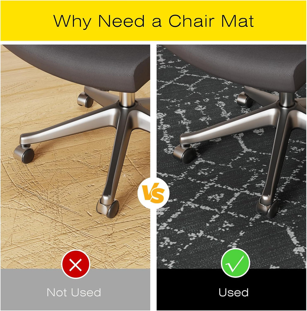 Office Chair Mat for Hardwood & Tile Floors, 55" x 36" Desk Chair Mat, Non-Slip Floor Protector for Rolling Chairs, Machine Washable Area Rug for Home Office, Black