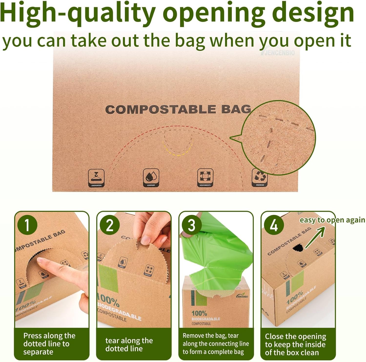 Compost Bags, 13 Gallon, 50Liter, Extra Thick 1.1 Mils, Compostable Food scrap waste bags with US BPI ASTM D6400 and Europe OK Compost Home Certified