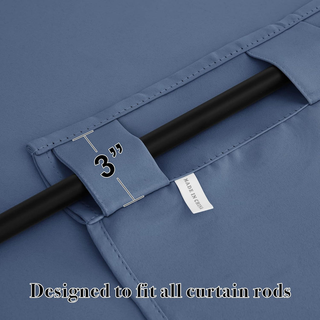 RYB HOME Small Window Curtains - Blackout Insualting Privacy Curtains for Kids Bedroom Kitchen Bathroom Basement Cafe Cabinet Tiers Drapes, 34 Width x 30 Length, 2 Panels, Stone Blue