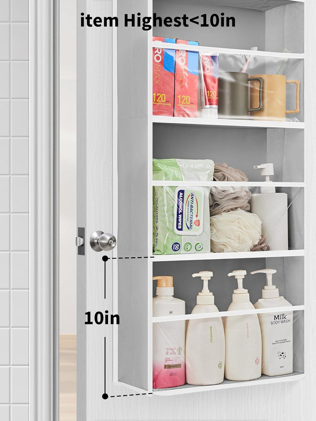 JARLINK Toy Stuffed Animal Storage, Over The Door Organizer W/Clear View Windows, 44lb Load, Baby Toy Storage Organizer for Nursery, Kid Bedroom, Newborn Baby Essentials (Light Grey)