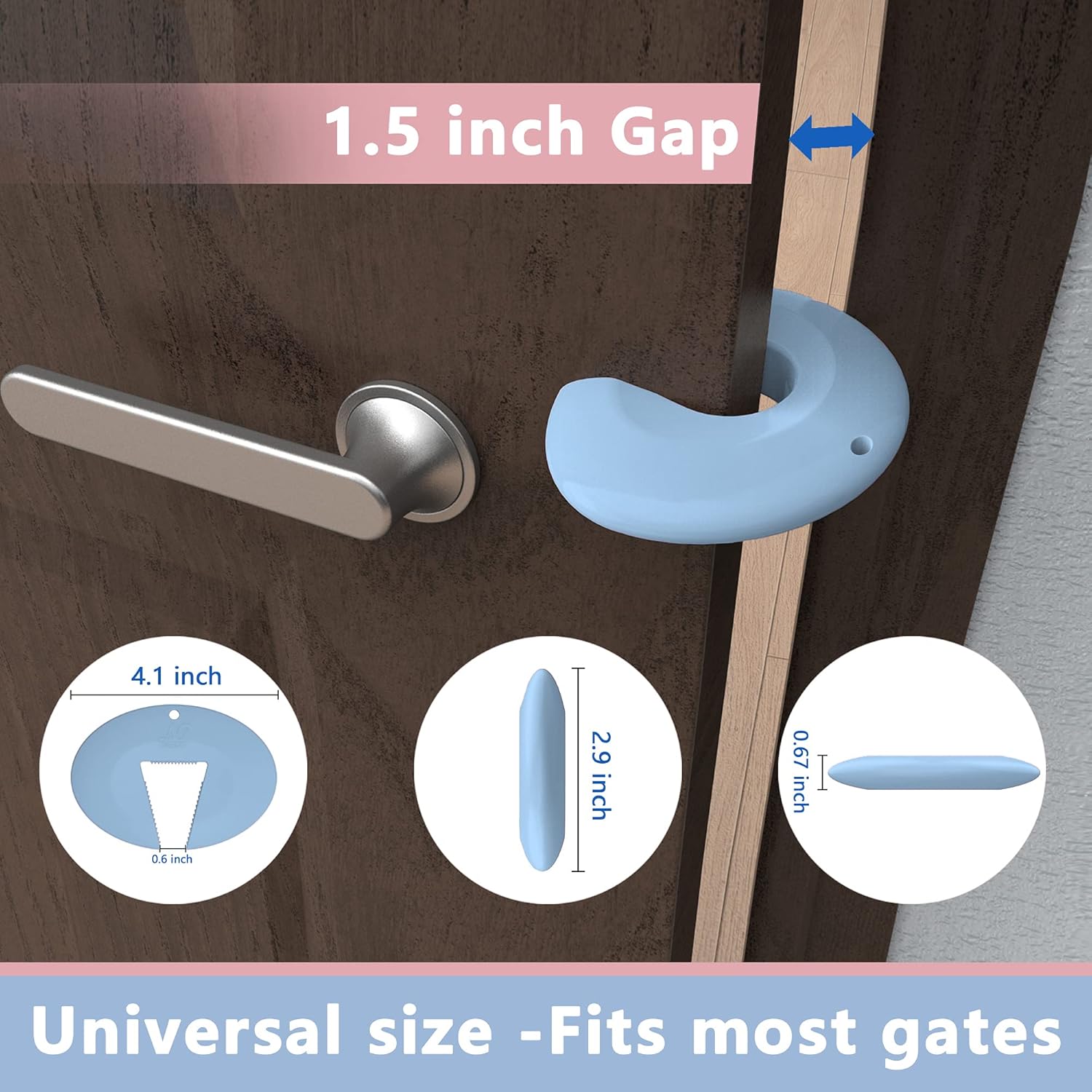 Door Pinch Guard and Door Slam Stopper, Durable Silicone Door Finger Pinch Guard, Prevents Finger Pinch Injuries, Slamming Doors, Door Safety for Kids, 2 Packs Blue Basic.