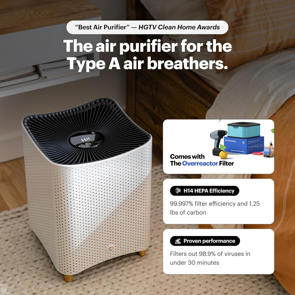 Mila Air 3 Smart Home Air Purifier with Overreactor H14 HEPA Replacement Filter, Removes Formaldehyde, VOCs, Dust & Odors, Ideal for Large Room or Bedroom, Quiet-Mode