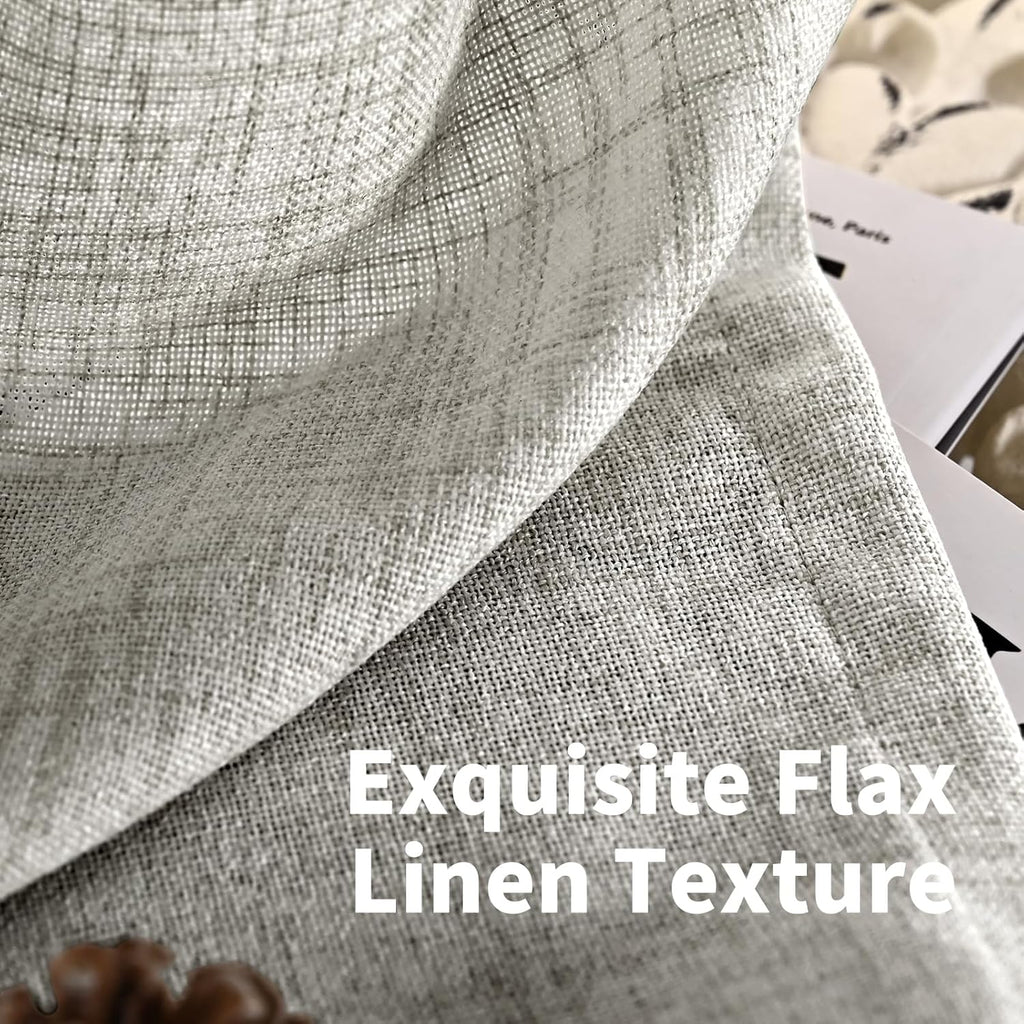 YoungsTex Dark Grey Linen Semi Sheer Curtains 36 Inch Length for Cafe Winow, Short Drapes Light Filtering with Rod Pocket Back Tab for Bathroom, 2 Panels, 42 X 36 Inch