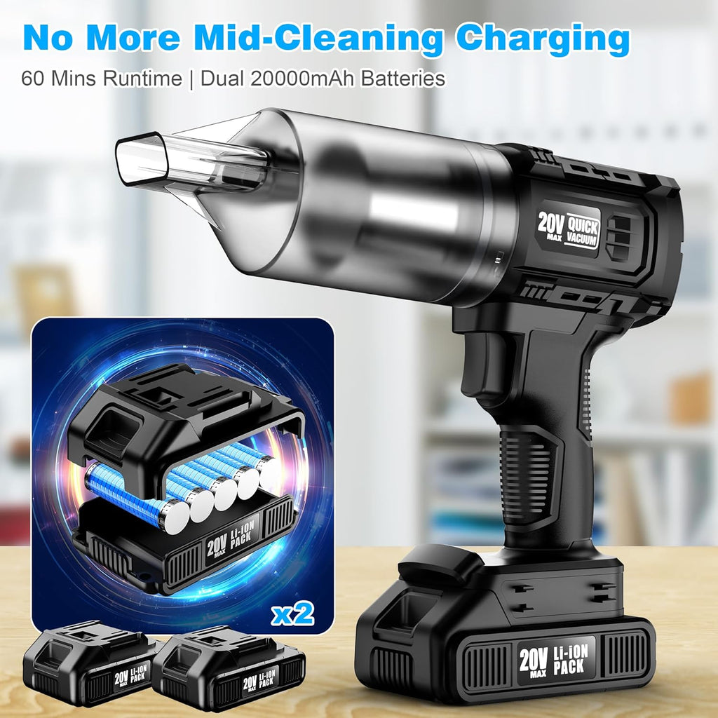 Handheld Vacuum Cleaner Cordless - 35000PA Strong Suction for Car & Home, Car Vacuum Portable Rechargeable Lightweight for Pet Hair with HEPA Filter, Quick Clean in Office/Desk/Couch (Black)