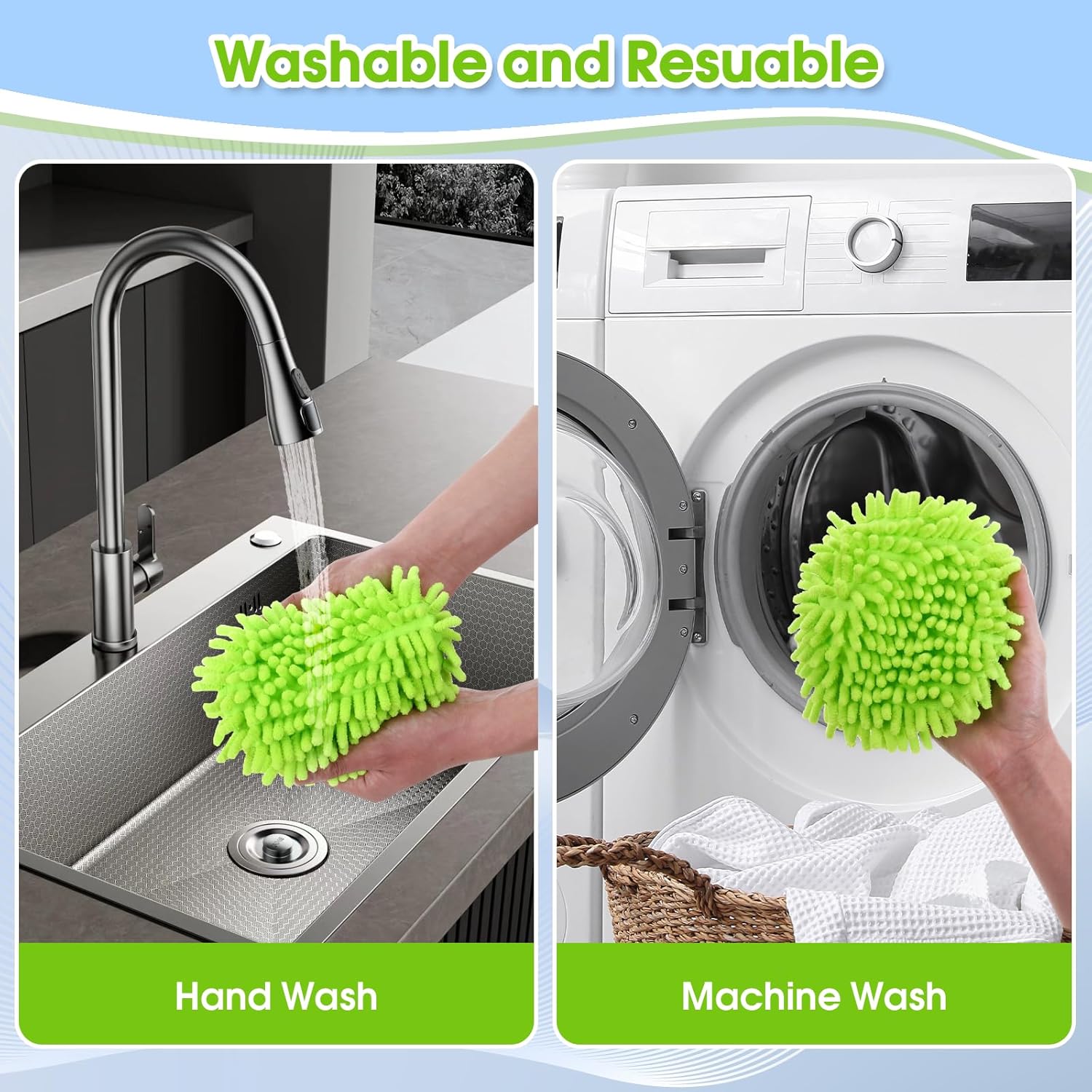 Microfiber Spin Mop Head Replacement 4 Pcs & 2 Chennile Mop Replace & 1 Scrub Brush & 1 Base Combo for Oceda RinseClean 2-Tank System,Mop Replacements Head,Machine Washable for Tub and Tile