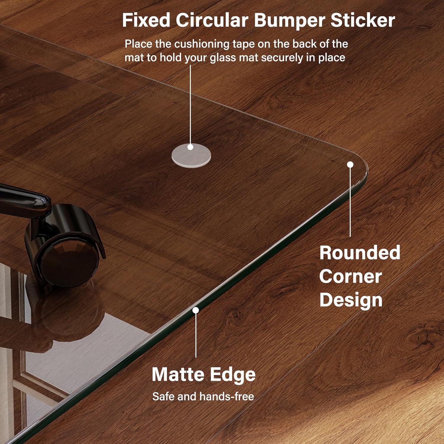 48" x 80" Tempered Glass -Glass Chair Mat, Heavy Duty Hard Floor Mat with Round Corner and Polished Edge, Office Chair Mat for Carpet Office Home Hardwood Floor Desk