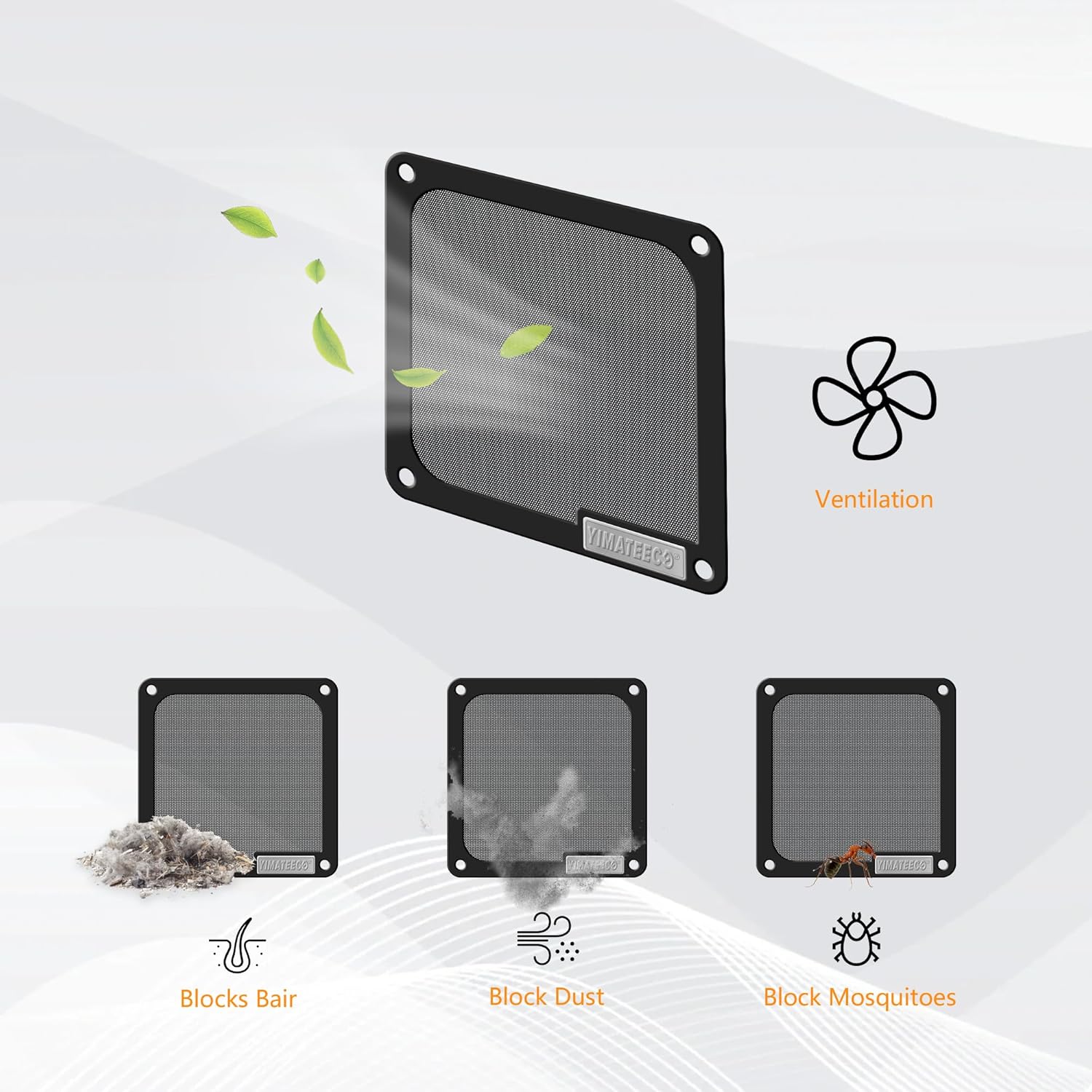 140mm PC Dust Filter for Computer Cooler Fan/PSU/Routers PVC 50 Mesh, Magnetic Dust Mesh Computer Fan Filter Grills with Screws Dustproof Case Cover (PVC V4.0, 140 * 140mm, 2pcs, Black)