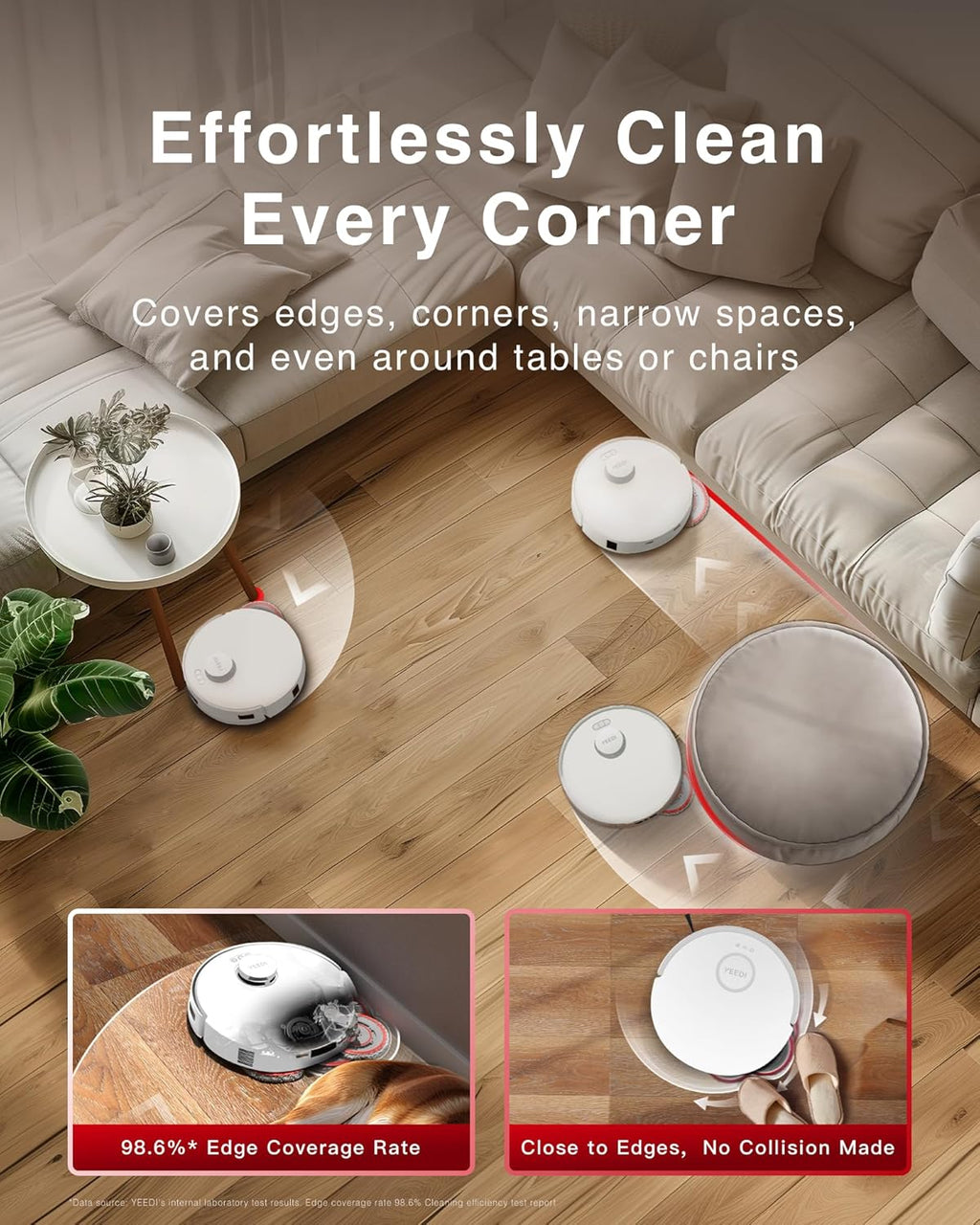 Yeedi M12 Ultra Plus Robot Vacuum and Mop, Upgrade 11800Pa Strong Suction, ZeroTangle Technology, TruEdge Deep Mopping, Auto Mop Washing/Drying, Auto-Lift Mopping, Mini Omni Station, White