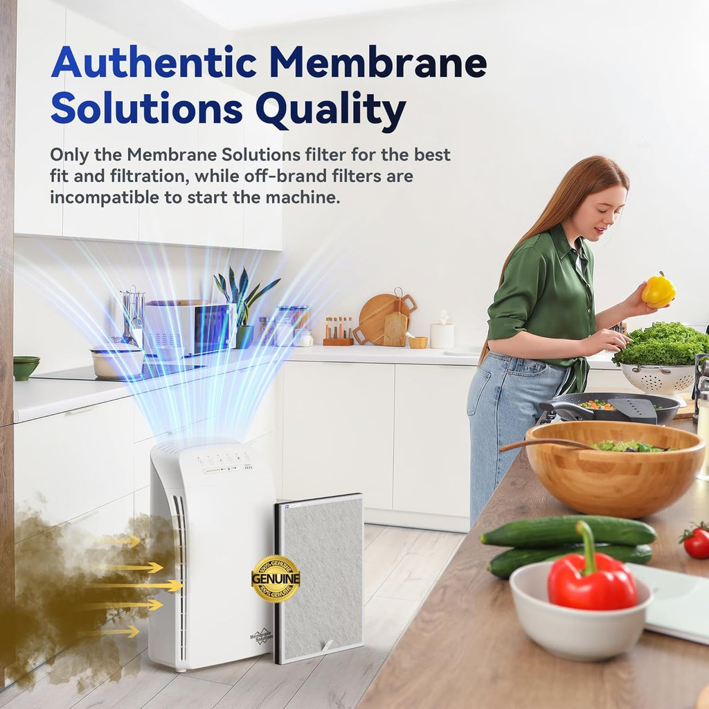Membrane Solutions MSA3/MSA3S Genuine Smoke Removal Air Purifier Filter Replacement 1 Pack, Upgraded 6-in-1 H13 True HEPA Filter with OdallerPure Technology