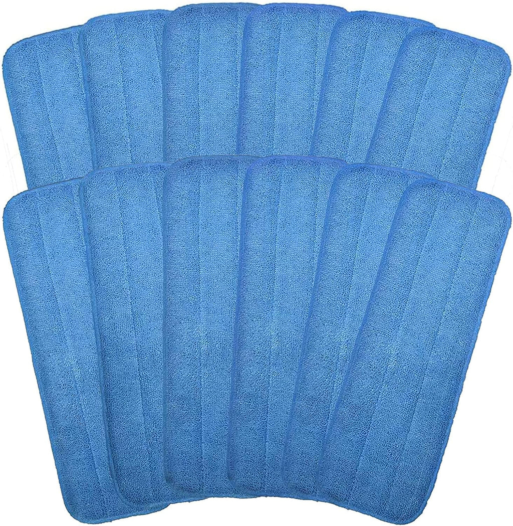 Microfiber Mop Pads, 18.5 x 6.3 Inch Reusable and Washable Spray Mop Pads, Wet and Dry Household Mop Pad Replacement, Set of 12(Blue)