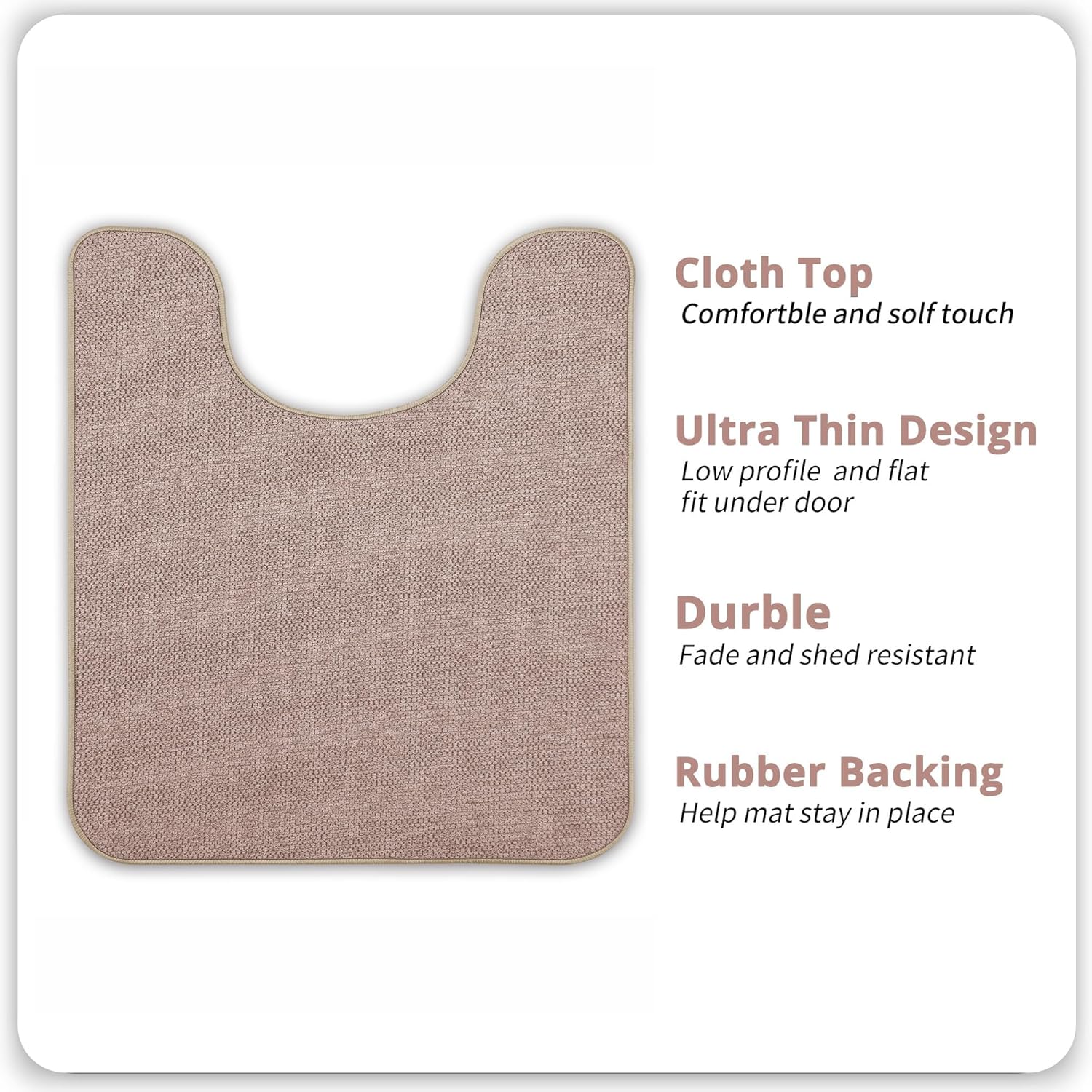 Toilet Rugs U Shaped Bathroom Rug,Machine Washable Non Slip Quick Dry Super Absorbent Ultra Thin Toilet Mats for Bathroom Toilet.Beige,1'8"x2'(20x24inch)