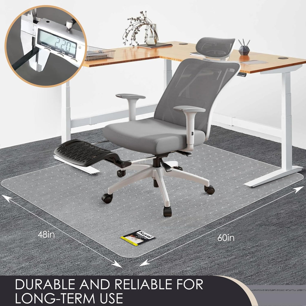 Kuyal Office Chair Mat for Carpet, 48x60 Clear Heavy Duty Computer Chair Mat, Under Desk Protector Carpeted Floors Mat, Easy Chair Movement,Ship Flat
