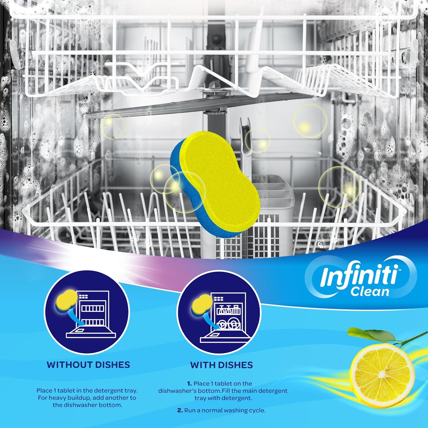 Dishwasher Cleaner and Deodorizer Tablets - Deep Clean Dishwasher Cleaner Tablets, Septic Safe, Natural Limescale Remover - Compatible with All Models (12 Pack)