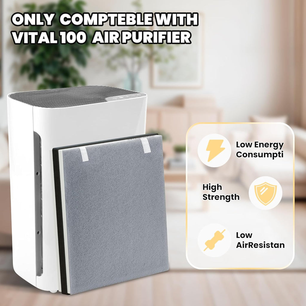 Vital 100 Replacement Filter for LEVOIT Air Purifier, 3-in-1 Pre, H13 High-Efficiency Activated Carbon Filtration System, Replace Part # Vital 100-RF, Pack of 2, By Improvedhand