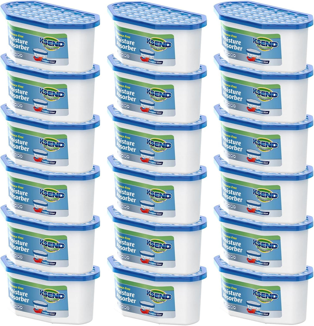 Moisture Absorbers, 18 Pack, Compact Dehumidifier for Closet, Efficient Humidity Absorber Boxes, Moisture Absorber for Closet, Odor Eliminator with Fragrance Free, Blue, 6.4oz, 300ml