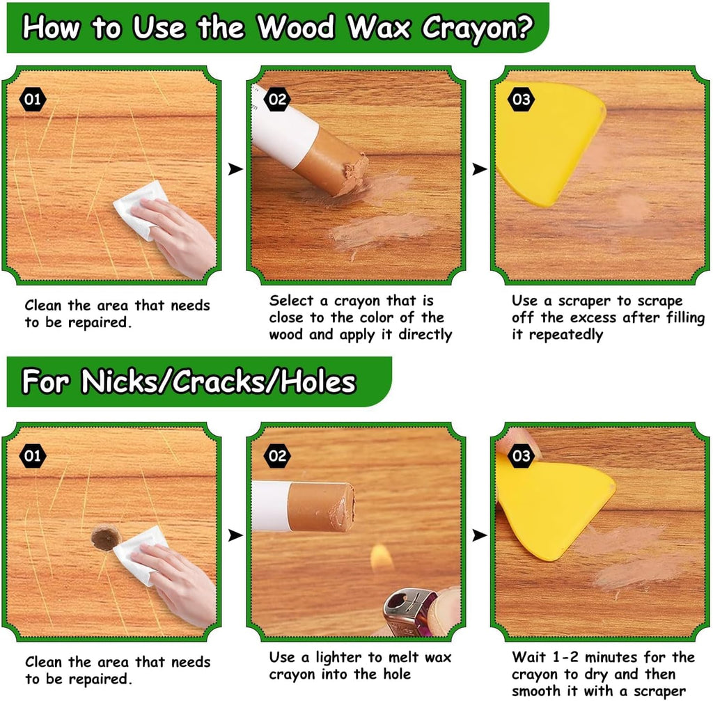 Furniture Markers Touch Up, 20 Colors Wood Filler Sticks, Wood Wax Crayons for Repairing Scratches, Scuffs, Cracks, Holes on Furniture, Floors, Cabinets, Tables, and Doors - Common Series