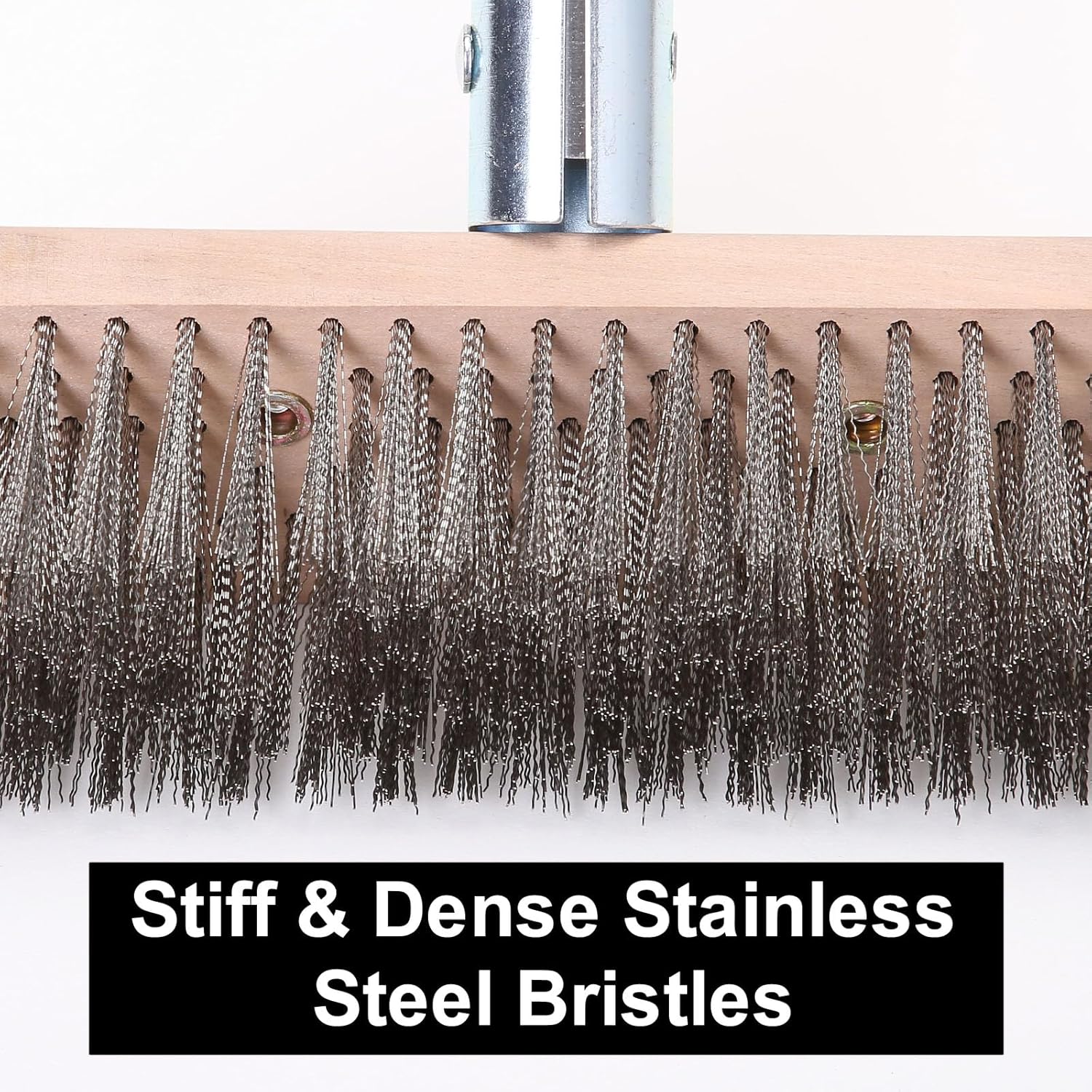 MAXMAN Floor Scrubber,Deck Brush,Stainless Steel Floor Scrub Brush with Long Handle, 63" Heavy Duty Outdoor Push Broom, Moss Remover, Scratch Brush for Scrubbing Concrete, Patio, Garden, Garage