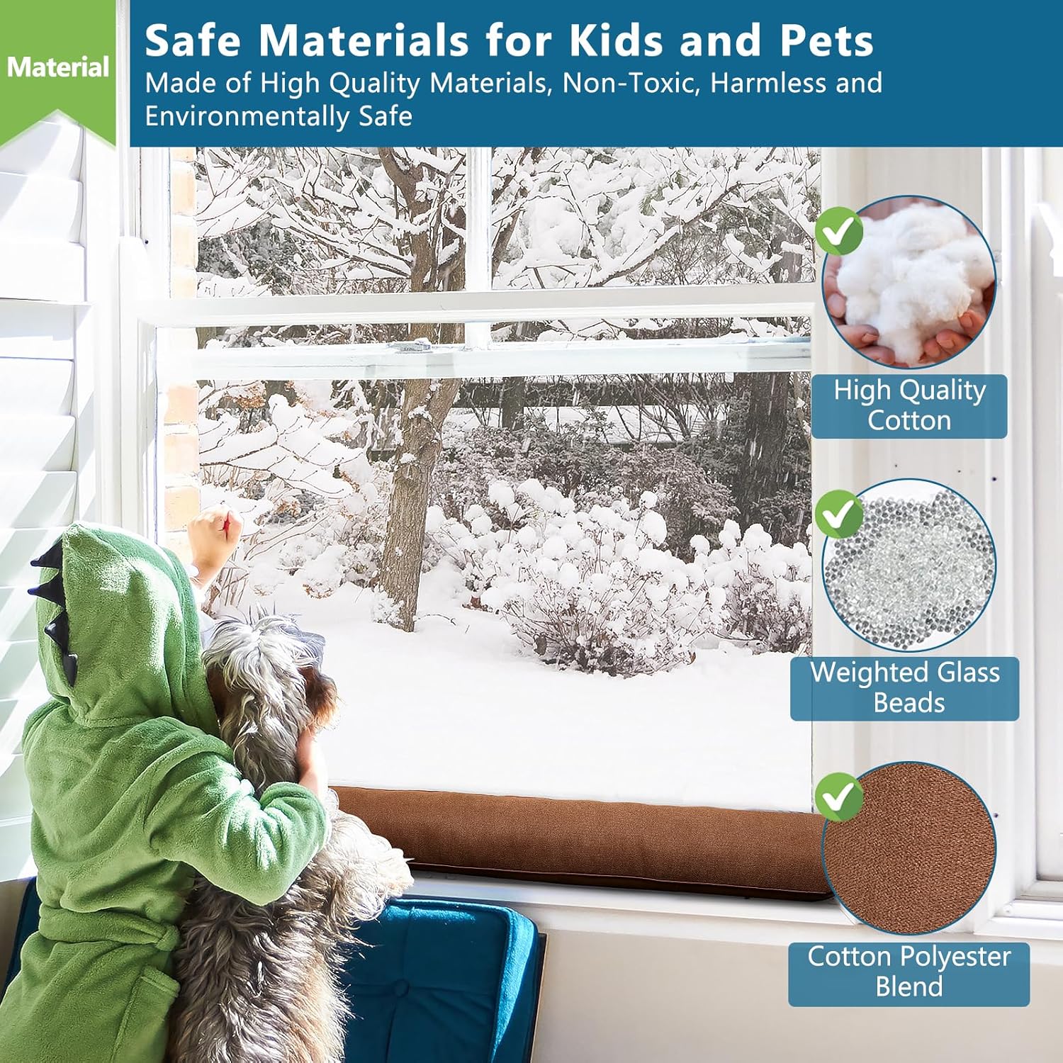 Triangle Under Door Draft Stopper 32 inch Weighted Draft Blocker Bottom Seal Noise Air Guard for Doors and Windows, Brown