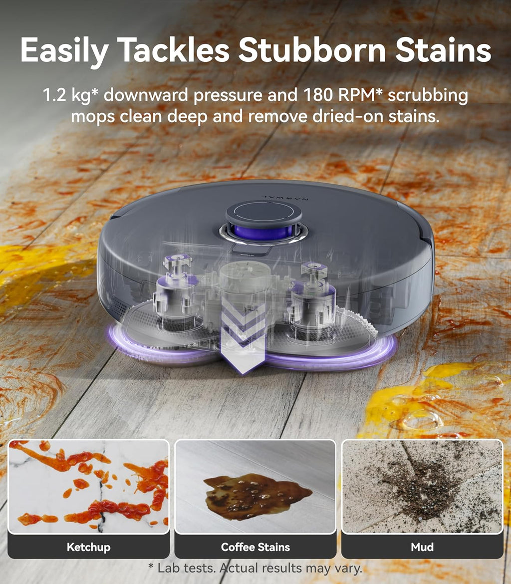 NARWAL Freo Z Ultra Robot Vacuum and Mop Combo, Dual RGB Cameras and Chips, AI Avoidance, 12000Pa Suction, Real-Time Decisions, Adaptive Hot-Water Self Wash & Self Emptying, Pet Hair, Quiet, Grey