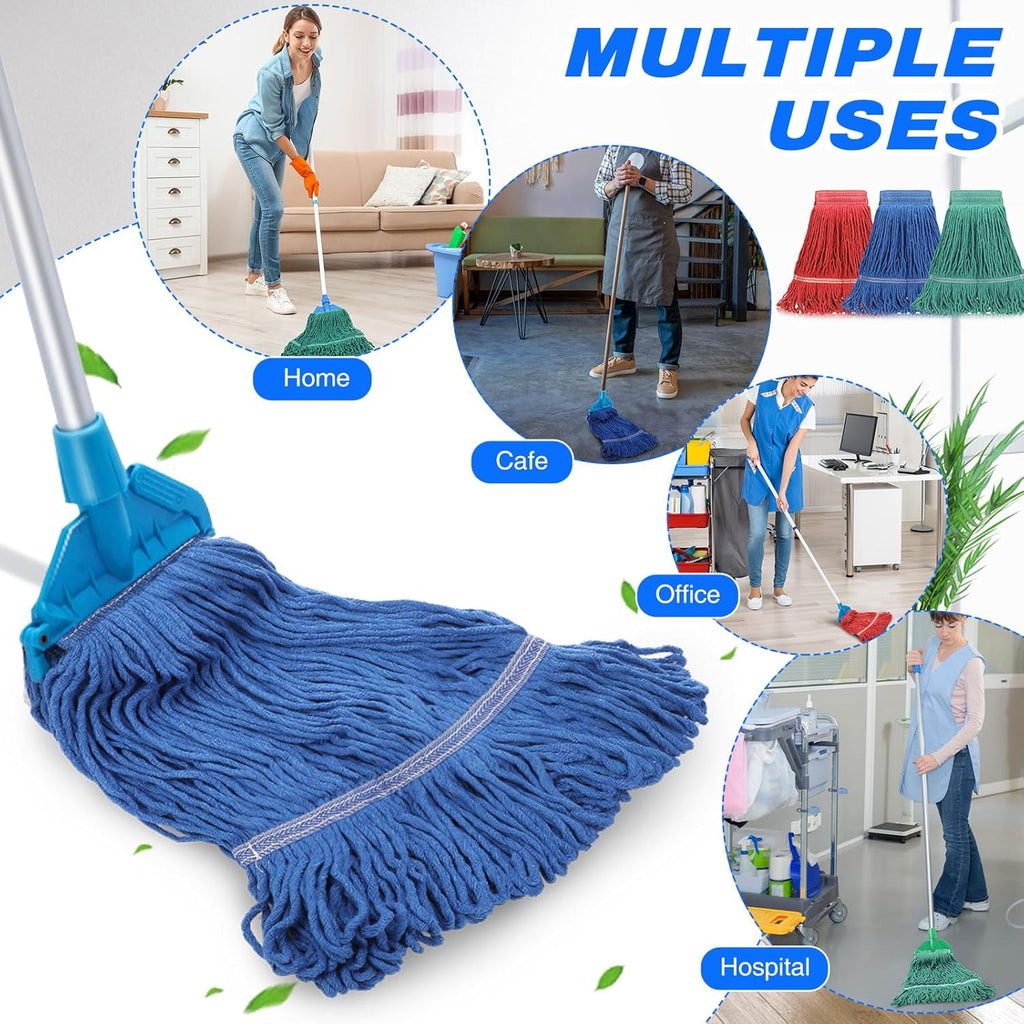 Roshtia 30 Pieces Commercial Mop Head Replacement Floor Cleaning Wet Mop Heads Heavy Duty Large Cotton String Sweeper Refills for Industrial Home Use (Multicolor)
