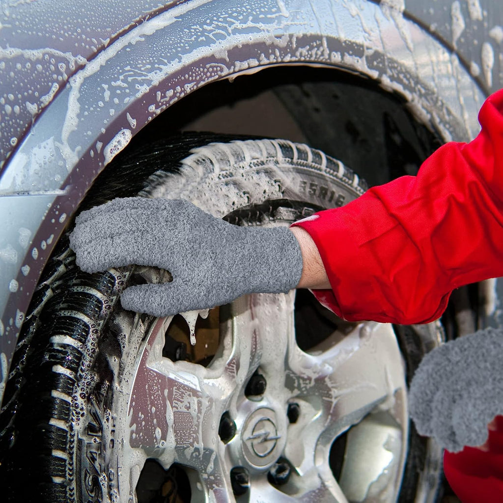 Bencailor 4 Pairs Microfiber Dusting Gloves Washable Reusable Cleaning Gloves Mittens for Plants House Cleaning Car Blinds