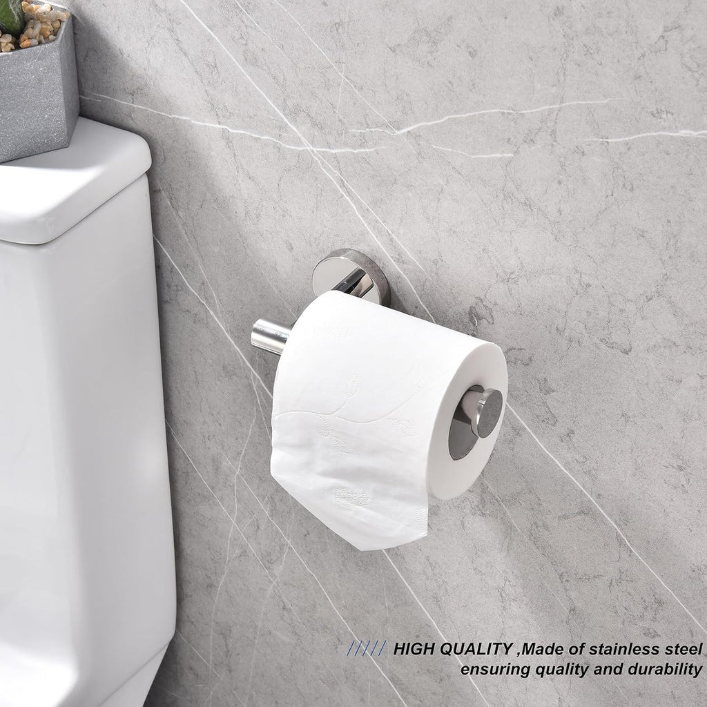 TASTOS Polished Chrome Toilet Paper Holder SUS304 Stainless Steel, Modern Round Tissue Roll Holders Wall Mount, Toilet Paper Roll Dispenser Bathroom 5 inch TP Holder for Kitchen Washroom