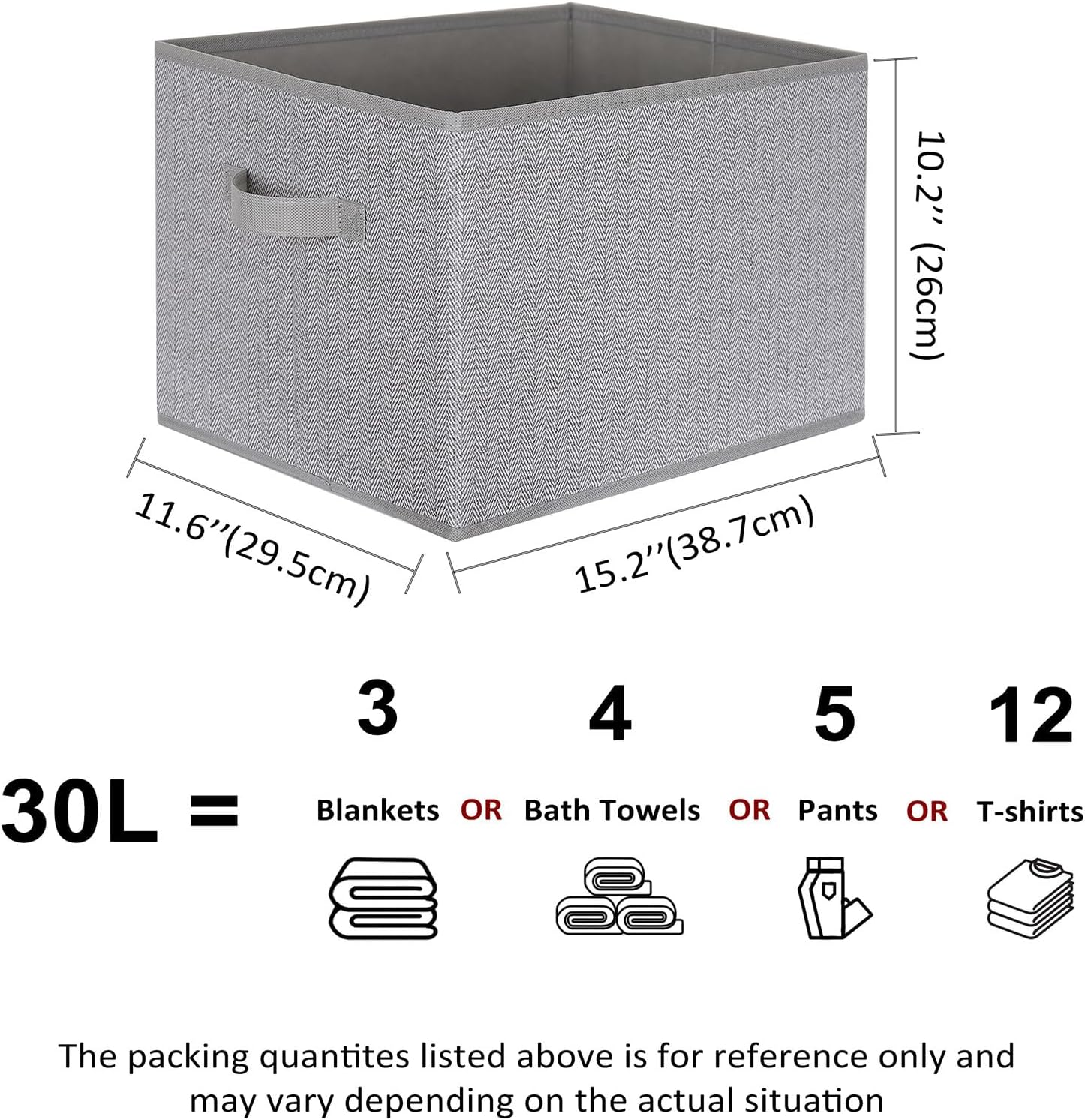 WUIKE Closet Storage Bins, Trapezoid Storage Boxes with Handles, Fabric Storage Baskets for Organizing Clothes, Sheets, Blankets, Decorative Storage Bins (Dark Gray, Extra Large)