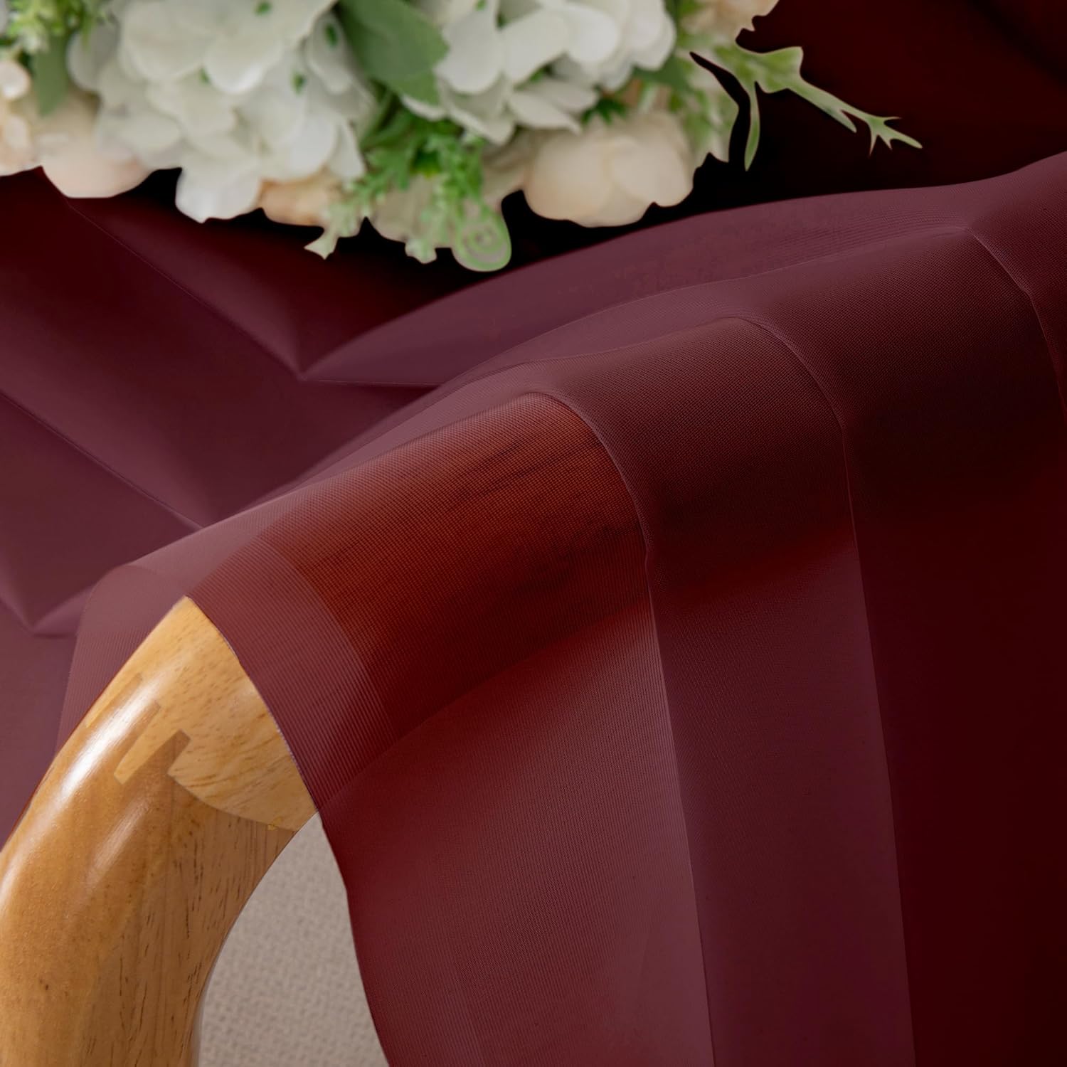Chyhomenyc Burgundy Sheer Curtains 78 Inches Long 2 Panels Set for Living Room, Light Filtering Voile Lightweight Bedroom Curtains, Rod Pocket Solid Window Treatment Drapes, Each 42W x 78L