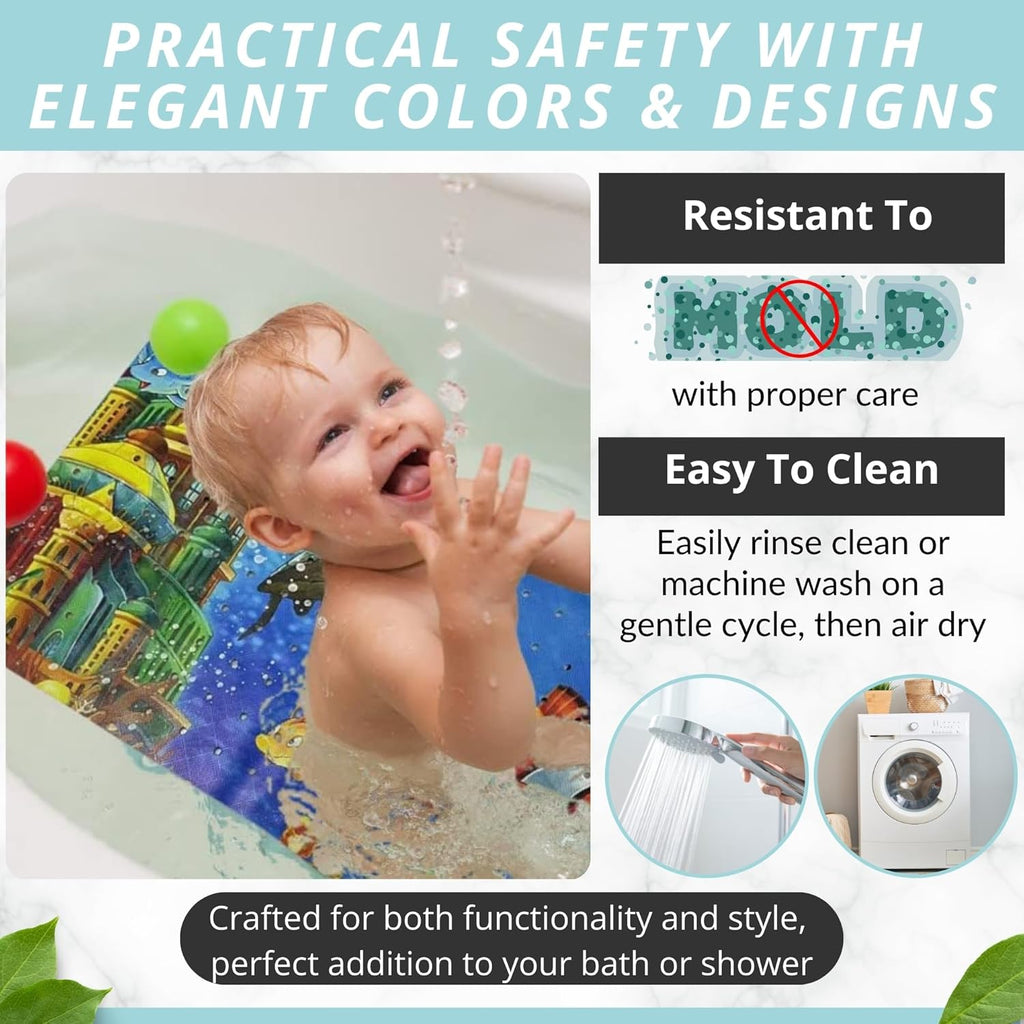 Toddler Bathtub Mat - Non Slip Kids Bath Mat - Shower Grip Mat - Bath Tub Floor Mat (Bath Clownfish)