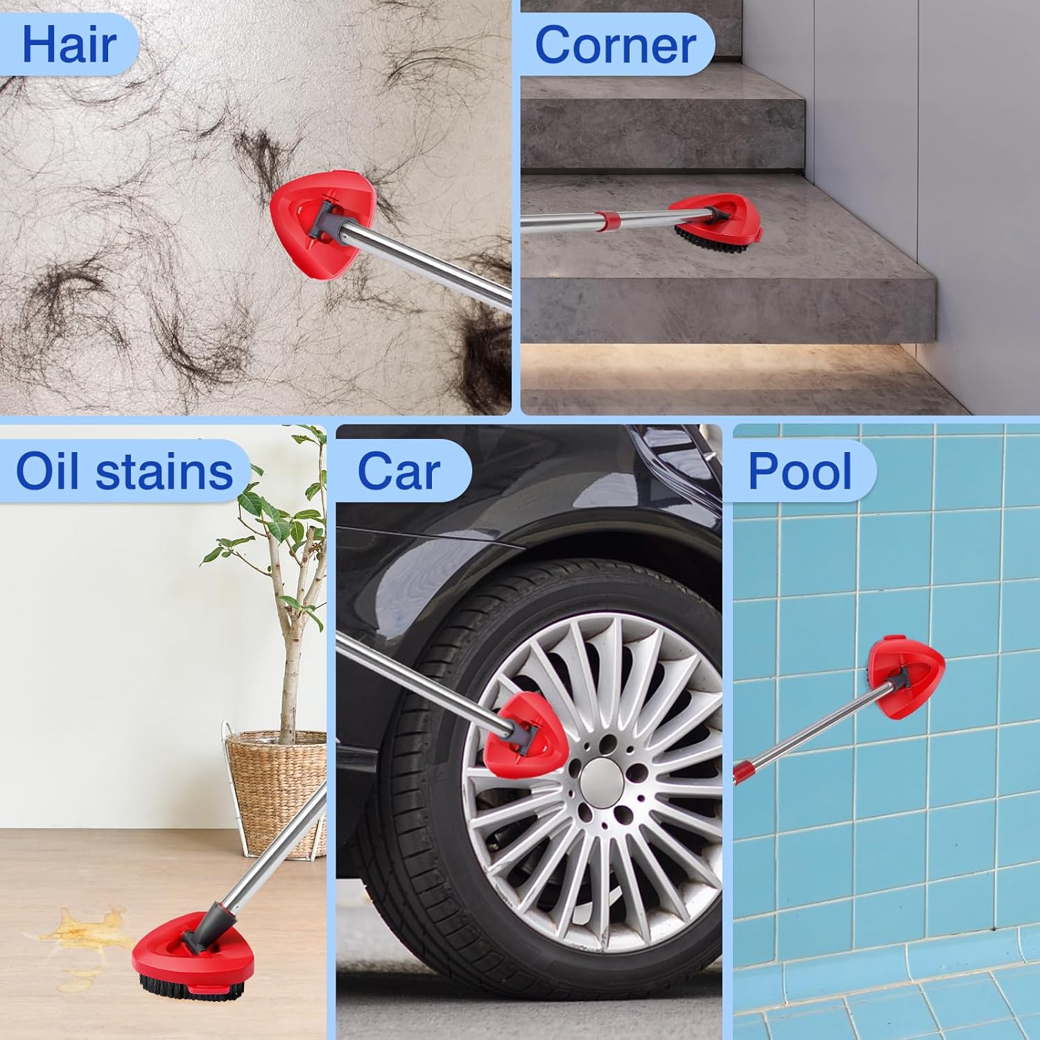 Mop Replacement Heads 6 Pcs & 1 Scrub Brush & 1 Base Combo,Spin Mop Replacement Head for Ocedar RinseClean 2-Tank System,Easy Cleaning,Microfiber,Machine Washable for Bathroom,Kitchen,Tub and Tile