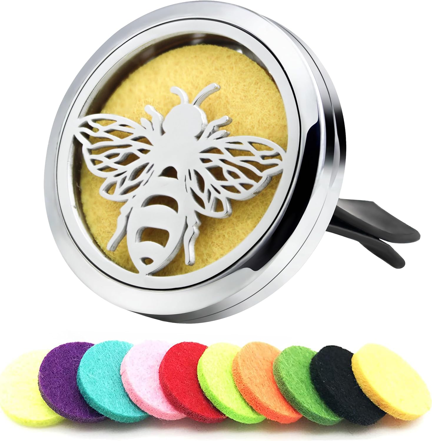 Car Diffuser Vent Clip 30mm Aromatherapy Essential Oil Automotive Diffuser Air Fresheners Vent Clips Car Accessories for Women Birthday Gifts (Bee)