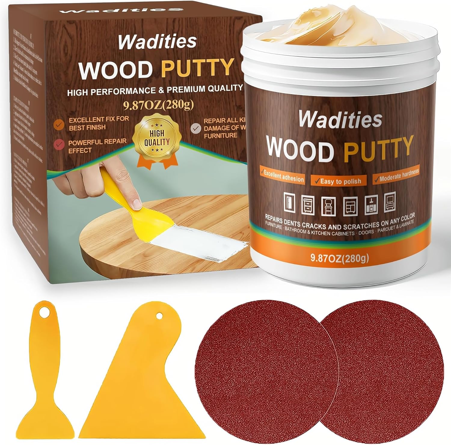 Natual Wood Filler, Natual Wood Putty, Paintable Stainable Wood Repair Putty, 9.87 Ounce Wood Furniture Repair kit, Quickly Repair Wood Cracks and Holes on Wooden Floor Furniture (Natual)