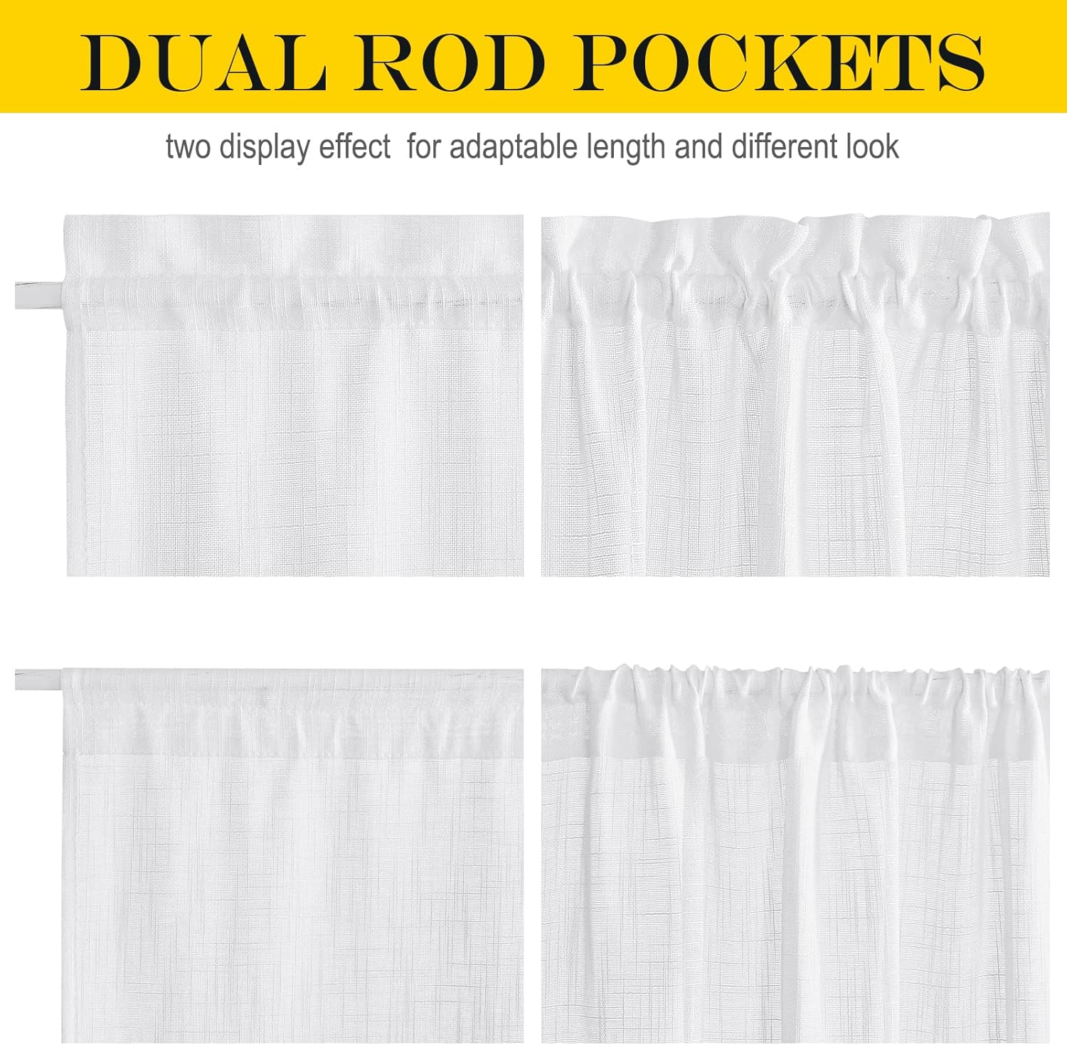 NICETOWN Door Curtains for Sliding Glass French Door, Farmhouse Linen Cutains for Kitchen Light Filtering Rod Pocket Small Window Covering with Tieback, 12" W x 72" L, White, 1 PC