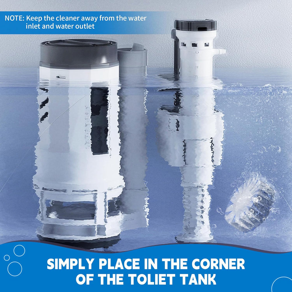 Toilet Bowl Cleaner Tablets, Automatic Toilet Tank Cleaner for Deodorizing & Descaling, Long-Lasting with Sustained Release Technology for Bathroom Cleaners, Blue, 6 Packs