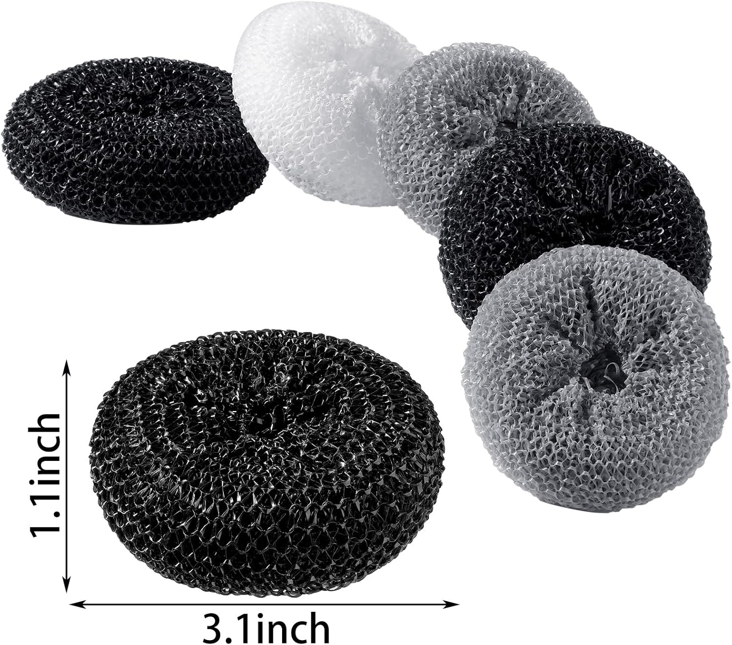 Blulu Plastic Dish Scrubbers for Dishes Pot Round Nylon Pad, Mesh Scouring Non Scratch Pads(Simple Colors,30 Pieces)