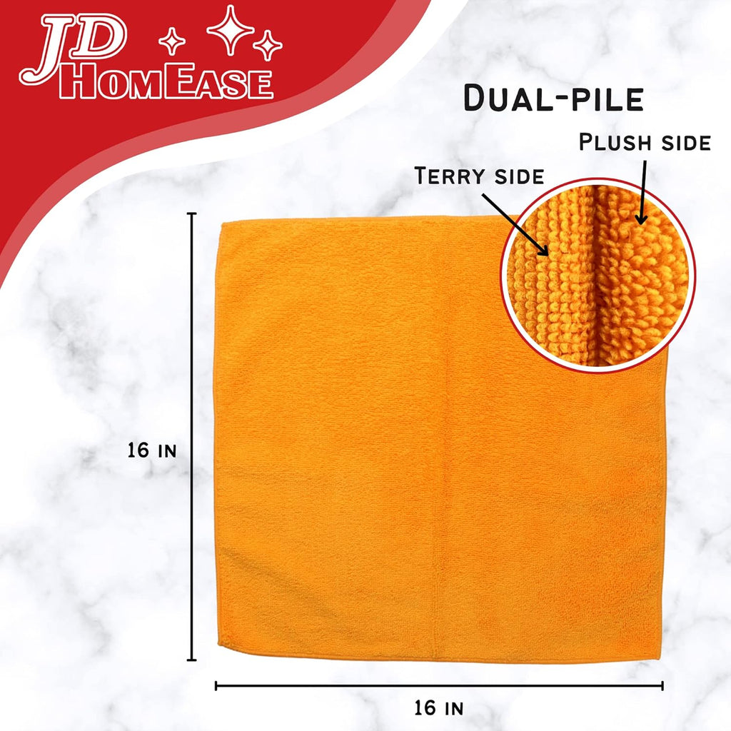 Microfiber Cleaning Cloths, 240 Pack, 16"x16", All-Purpose, Softer, Highly Absorbent, Lint-Free, Reusable, Washable Pro Towels, Orange, for House, Kitchen, Bathroom, Car, Office