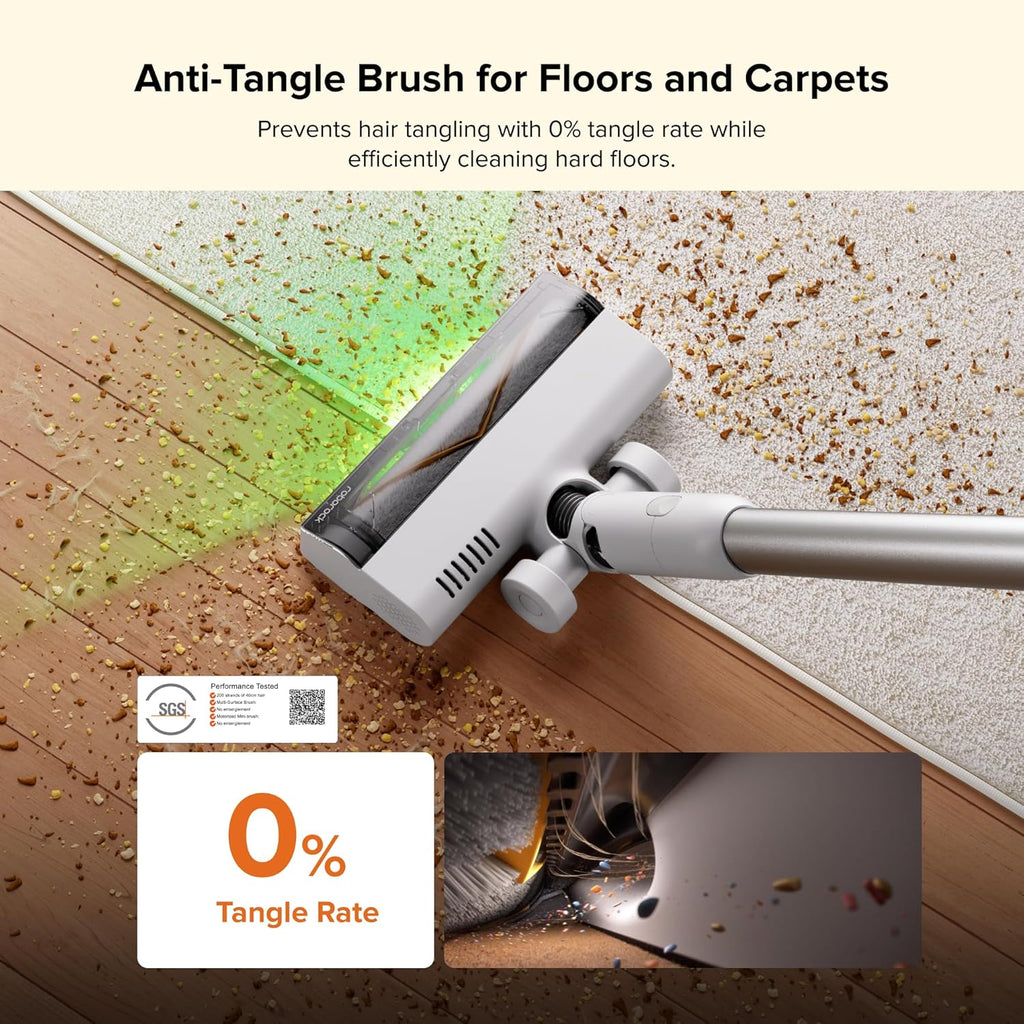 roborock H60 Hub Cordless Stick Vacuum Cleaner with Auto-Empty Dock, 115AW Suction for Carpets and Hard Floors, Vacuum Cleaners with 60-Min Runtime, Anti-Tangle Brush, 140° Green LED Dust Detection