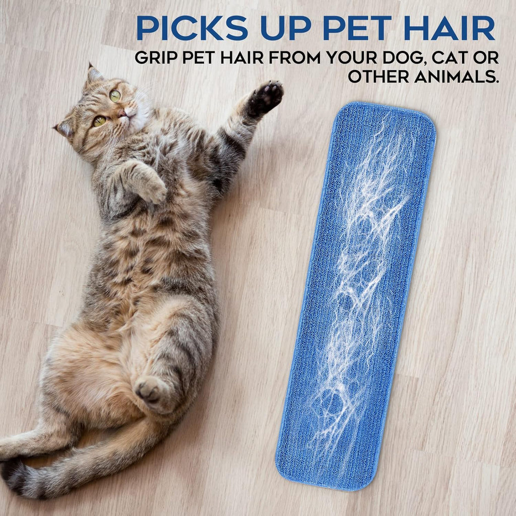 Matthew 18'' Microfiber Spray Mop Replacement Pads Heads for Wet Dry Reusable Mops Floor Home Commercial Cleaning Refills, Machine Washable Fits Compatible with Bona Mop&Most Spray Mops Blue (3 Pack)