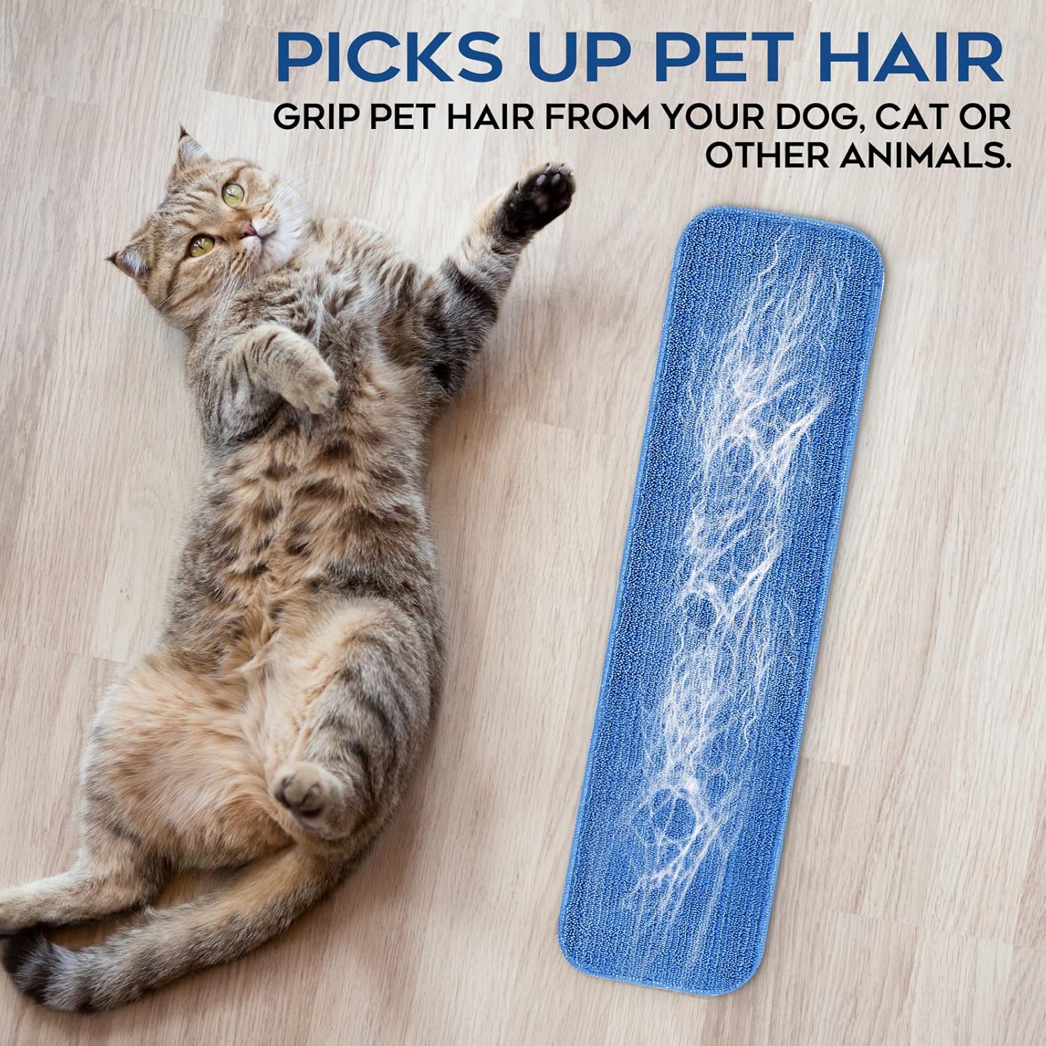 Matthew 18'' Microfiber Spray Mop Replacement Pads Heads for Wet Dry Reusable Mops Floor Home Commercial Cleaning Refills, Machine Washable Fits Compatible with Bona Mop&Most Spray Mops Blue (3 Pack)