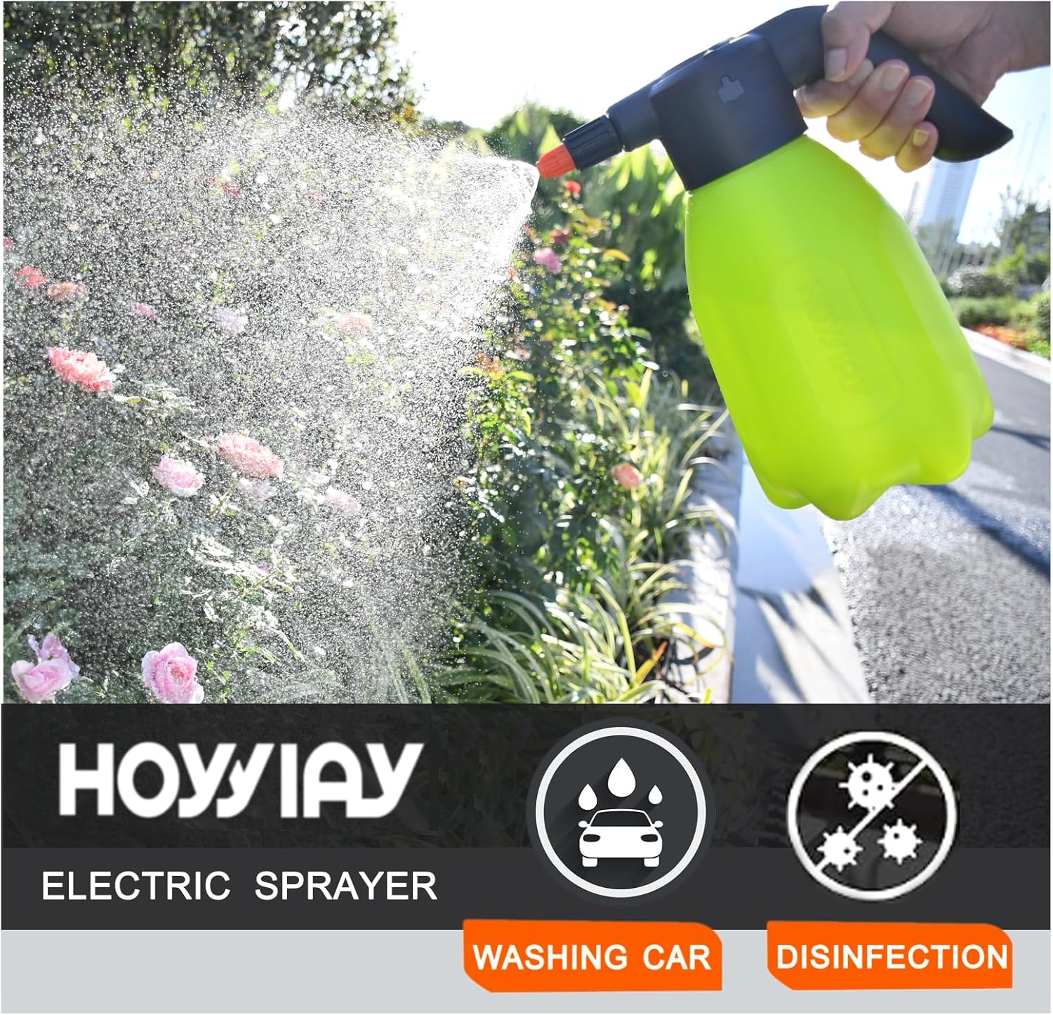 0.5 Gallon Electric Spray Bottle - Garden Sprayer & Plant Mister with Adjustable Nozzles, Rechargeable Battery Powered, Automatic Watering Can for Indoor/Outdoor Plants