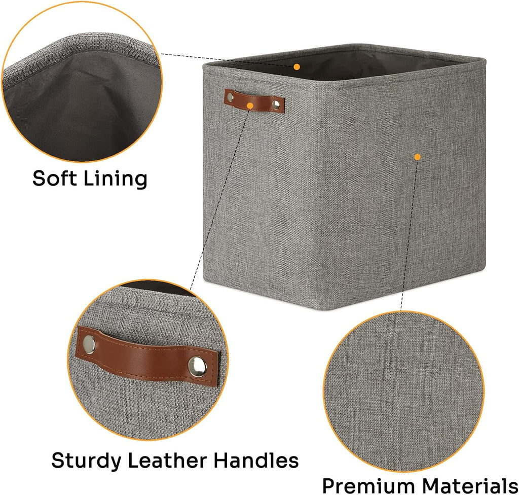 DULLEMELO Grey Storage Baskets 2 Pack Extra Large Fabric Shelf Baskets for Organizing, Closet, Clothes, Toys, Bedroom