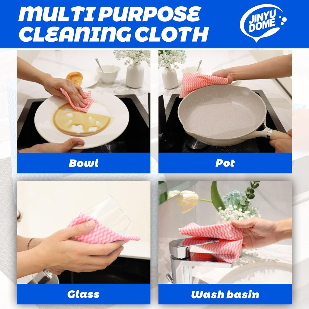 Handi Wipes Reusable Cloths, Red Disposable Kitchen Cleaning Towel Roll, Heavy Duty J Cloth,50 Count