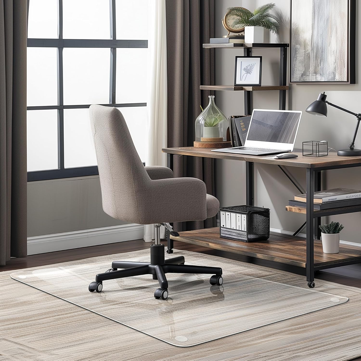 Office Chair Mat for Carpet & Hardwood, Upgraded 29" x 48" Dual Use Tempered Glass Chair Mat for Chair and Footrest Under Desk