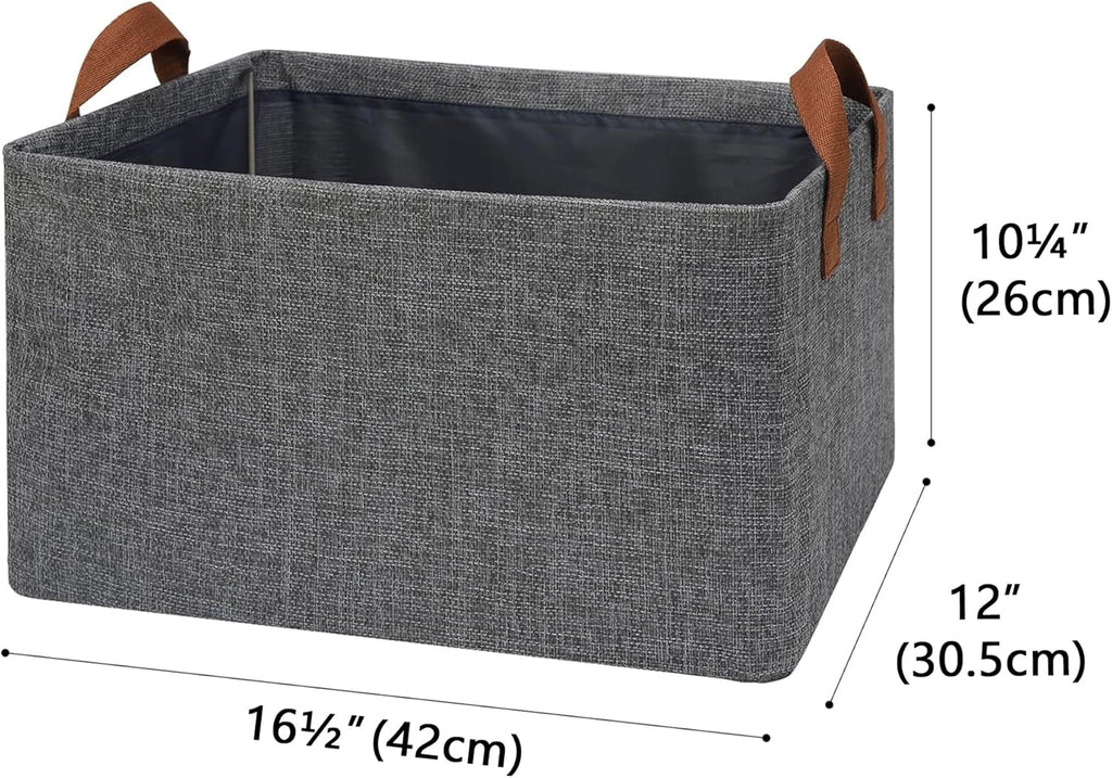 GRANNY SAYS Closet Storage Baskets, Collapsible Fabric Storage Bins with Metal Frame, Clothes Organizer Bins, Extra Large Baskets for Shelves, Dark Gray, 4-Pack
