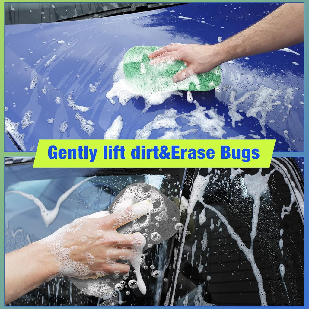 12 Pack Microfiber Car Wash Sponge 9" x 4.3" Large Sponges Two-Sided Non-Scratch Wash Mitt Microfiber Applicator Pad for Car Washing Supplies, Extra Thick Foam Kit Great for Cleaning