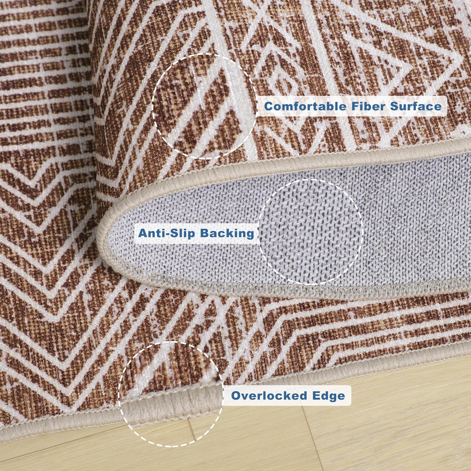 Office Chair Mat for Hardwood & Tile Floor, 36" × 48" Desk Chair Mat for Rolling Chairs, Anti-Slip Under Desk Rug Floor Protector for Home Office, Washable Area Rug for Living Room, Brown