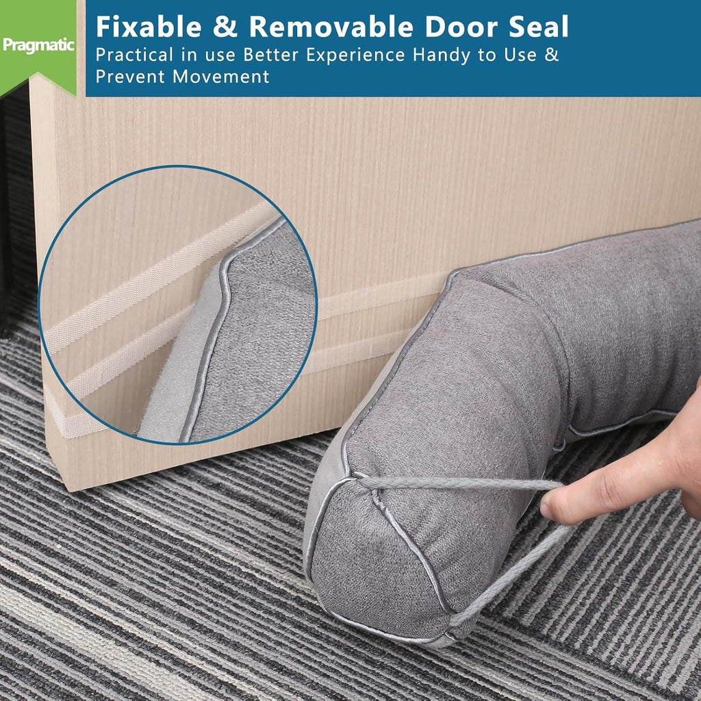 Triangular Under Door Draft Stopper 38 inch Heavy Duty Door Draft Blocker Bottom Door Seal Noise Air Door Guard for Doors and Windows, Gray