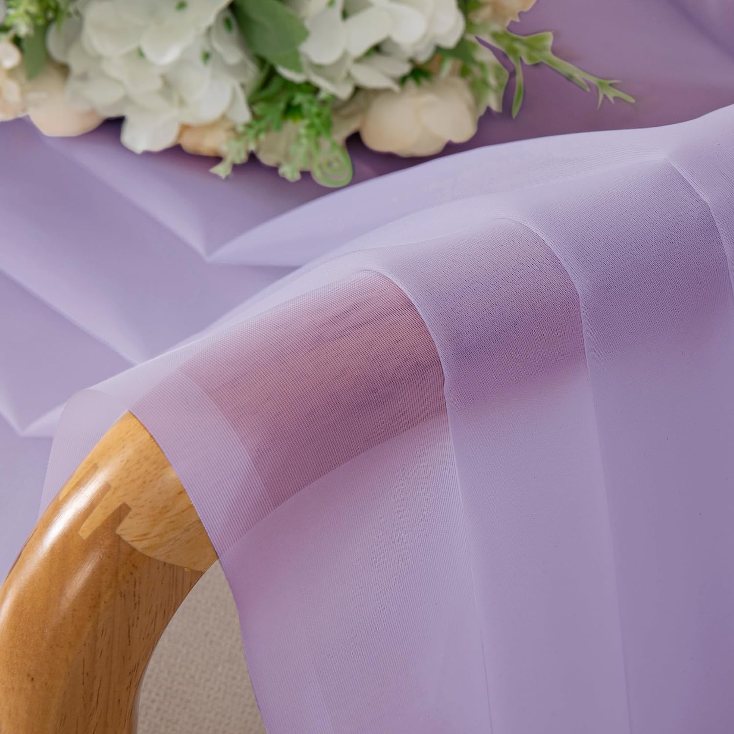 Chyhomenyc Sheer Lilac Curtains 90 inches Long 2 Panels, Light Filtering Soft Airy Solid Elegant Voile Window Treatment Drapes for Bedroom Living Room Wedding Party Decor, 42 Wx90 L Inches